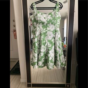 Green and white dress with boning